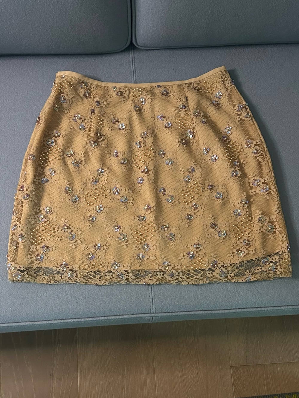 BCBG MaxAzria Lace Sequin Pearl Mini Skirt